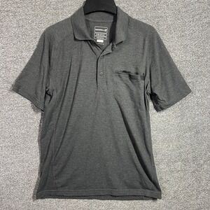 Merrell Polo Shirt Mens M Opti-Wick Gray Short Sleeve UPF 20 Hiking Top